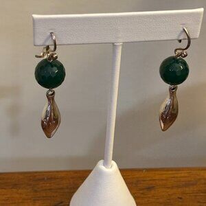 RLM Studio Sterling Silver 925 and Green Faceted Bead Earrings